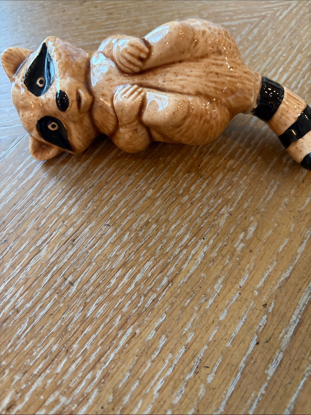 Ceramic Raccoon Small Pet Ornament - Tan and Black